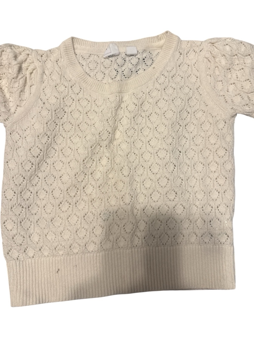 GAP Cream Short Puff-Sleeve Knit Top